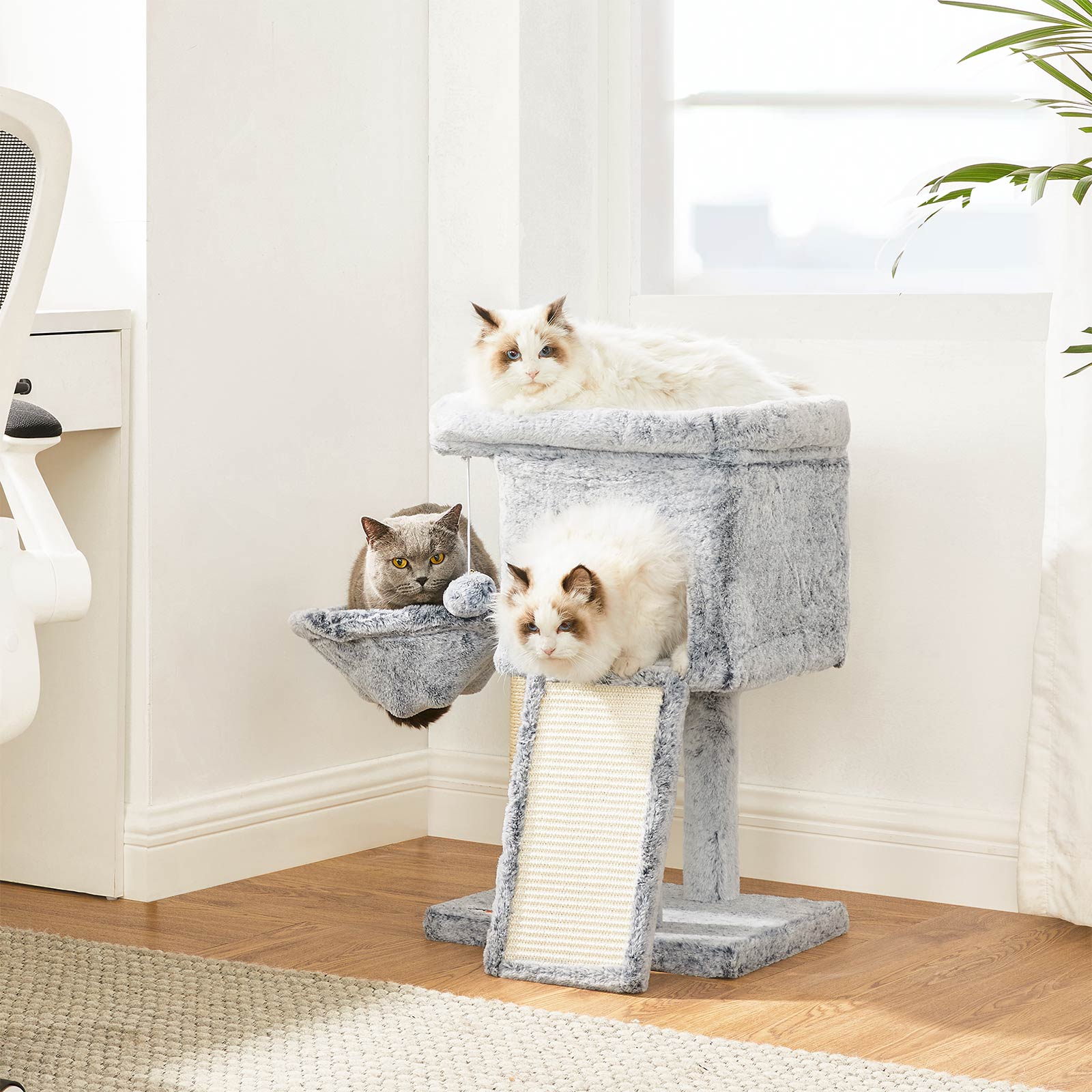 Cat Tower – Particle Board – Light Gray – 66 cm Height