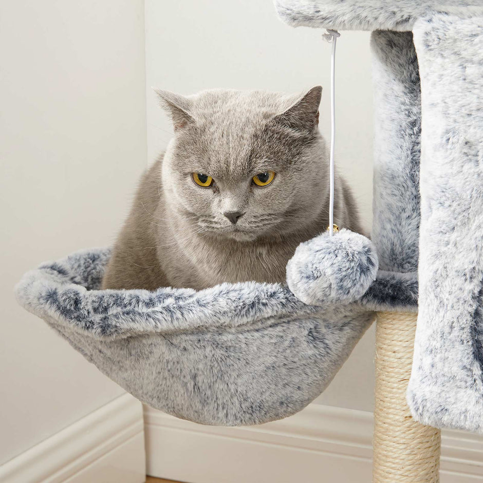 Cat Tower – Particle Board – Light Gray – 66 cm Height