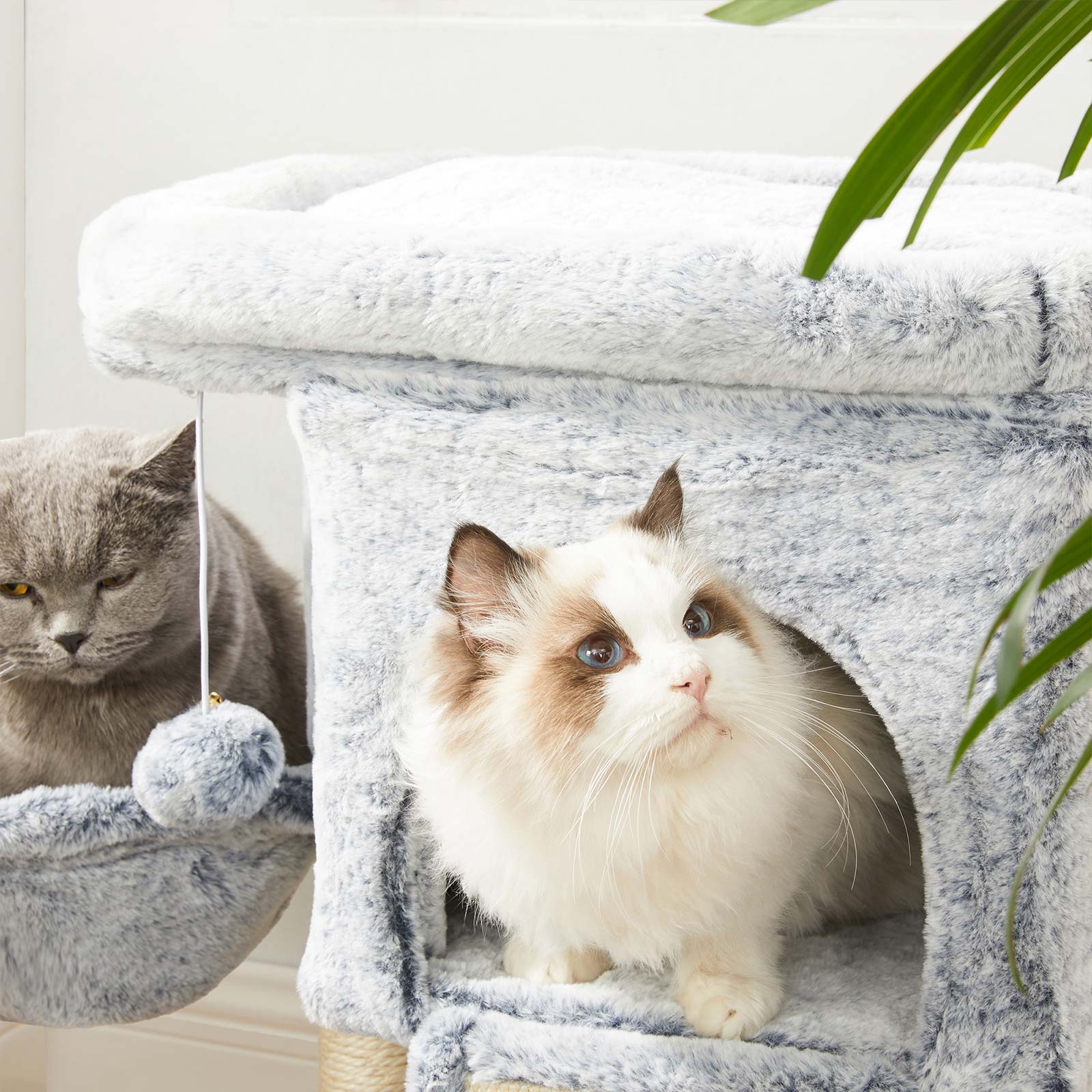 Cat Tower – Particle Board – Light Gray – 66 cm Height