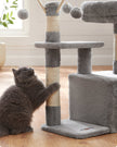 Cat Tree – Engineered Wood – Light Grey – 72 cm Height with Pompoms