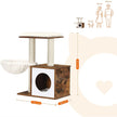 Cat House – Wooden – Rustic Brown – Removable Cushion