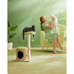Cat Tree House – Wood – Spring Green and Light Earth Brown – Includes Scratching Post and Padded Perch