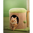 Cat Tree House – Wood – Spring Green and Light Earth Brown – Includes Scratching Post and Padded Perch