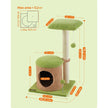 Cat Tree House – Wood – Spring Green and Light Earth Brown – Includes Scratching Post and Padded Perch