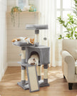 Cat Tower – Plywood – Light Grey – Includes Scratching Ramp