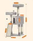 Cat Tower – Plywood – Light Grey – Includes Scratching Ramp