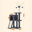 Cat Tree – Engineered Wood – Light Grey – Multi-Level with Scratching Post