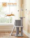 Cat Tree – Engineered Wood – Light Grey – Multi-Level with Scratching Post