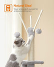 Cat Tree – Engineered Wood – Light Grey – Multi-Level with Scratching Post