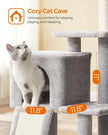 Cat Tree – Engineered Wood – Light Grey – Multi-Level with Scratching Post