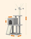 Cat Tree – Engineered Wood – Light Grey – Multi-Level with Scratching Post