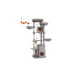 Cat Tower – Plush – Light Grey – Multi-Level with 2 Perches and 3 Caves