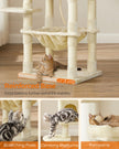 Cat Tree – Plush – Light Grey – Stable with Cat Cave, 143 cm