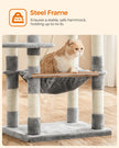 Cat Tree – Wood and Fabric – Light Grey – Dual Platforms with Cat Cave and Stability Features