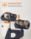 Cat Tree Tower – Wood and Plush – Light Grey – Multi-Level Activity Centre