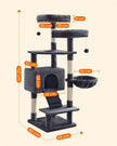 Cat Tree Tower – Wood and Plush – Light Grey – Multi-Level Activity Centre
