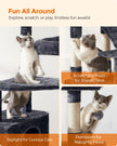 Cat Tree Tower – Wood and Plush – Light Grey – Multi-Level Activity Centre