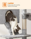 Cat Tower – Particle Board – Light Grey – Includes Hammock and Pompoms