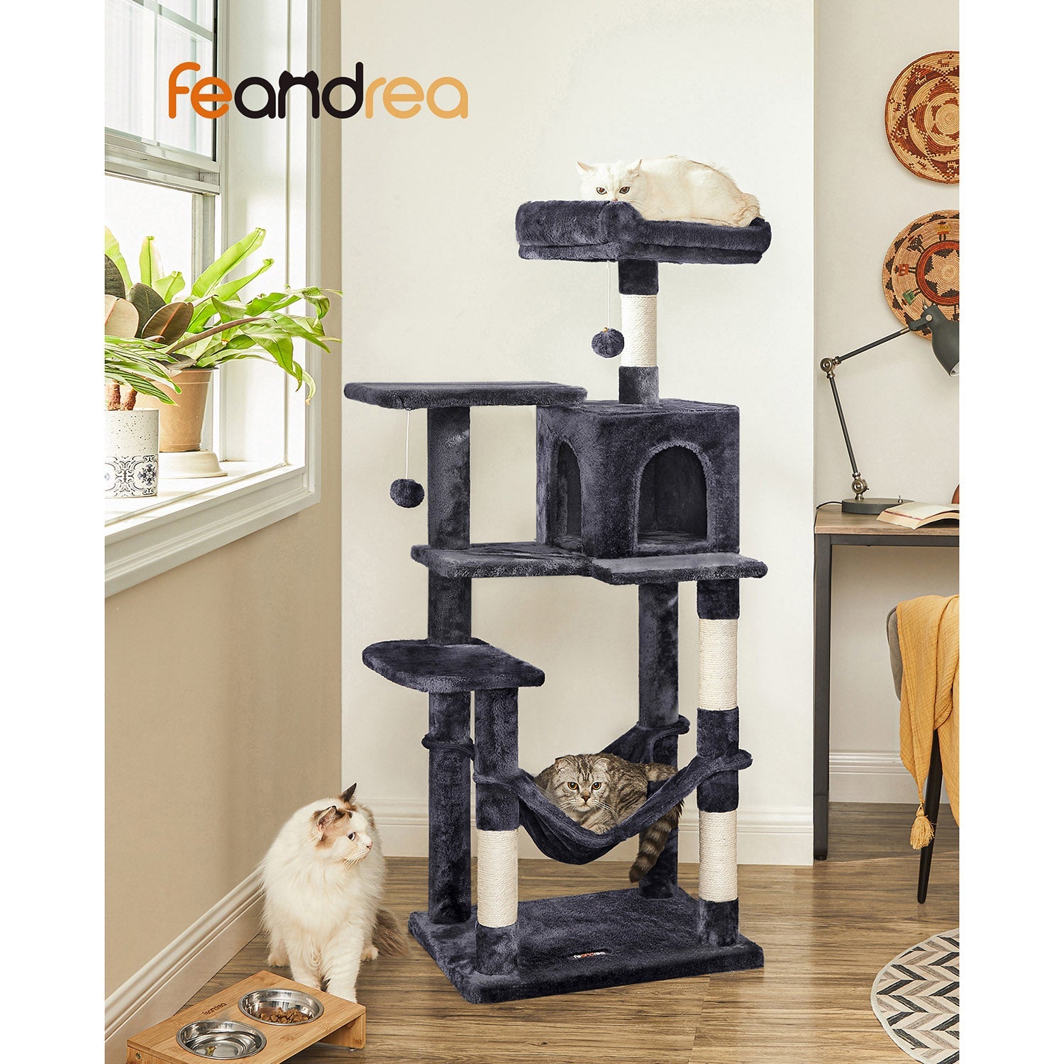 Cat Tower – PCT – Light Grey – Includes Hammock