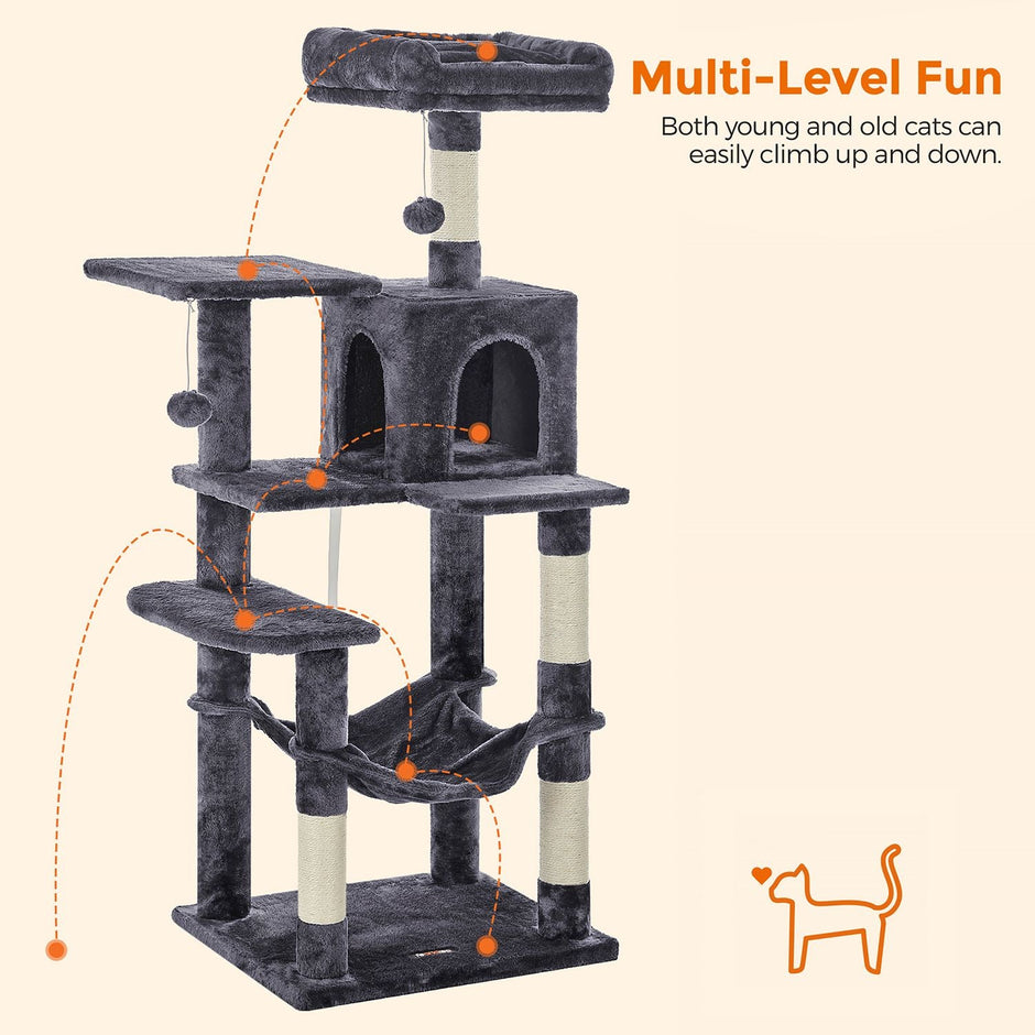 Cat Tower – PCT – Light Grey – Includes Hammock