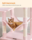 Multi-Level Cat Condo – Plush – Light Grey – Includes Scratching Posts, Perches, Cave, and Hammock