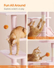 Multi-Level Cat Condo – Plush – Light Grey – Includes Scratching Posts, Perches, Cave, and Hammock