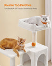 Multi-Level Cat Condo – Plush – Light Grey – Includes Scratching Posts, Perches, Cave, and Hammock