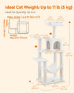 Multi-Level Cat Condo – Plush – Light Grey – Includes Scratching Posts, Perches, Cave, and Hammock