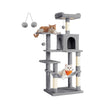 Cat Condo – Wood – Light Grey – Includes Hammock and Pompoms
