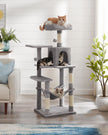 Cat Condo – Wood – Light Grey – Includes Hammock and Pompoms