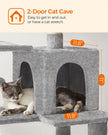 Cat Condo – Wood – Light Grey – Includes Hammock and Pompoms