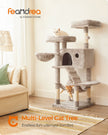 Cat Tower – Ultra-Soft Fabric – White-Brown Ombré – Designed for Large Cats