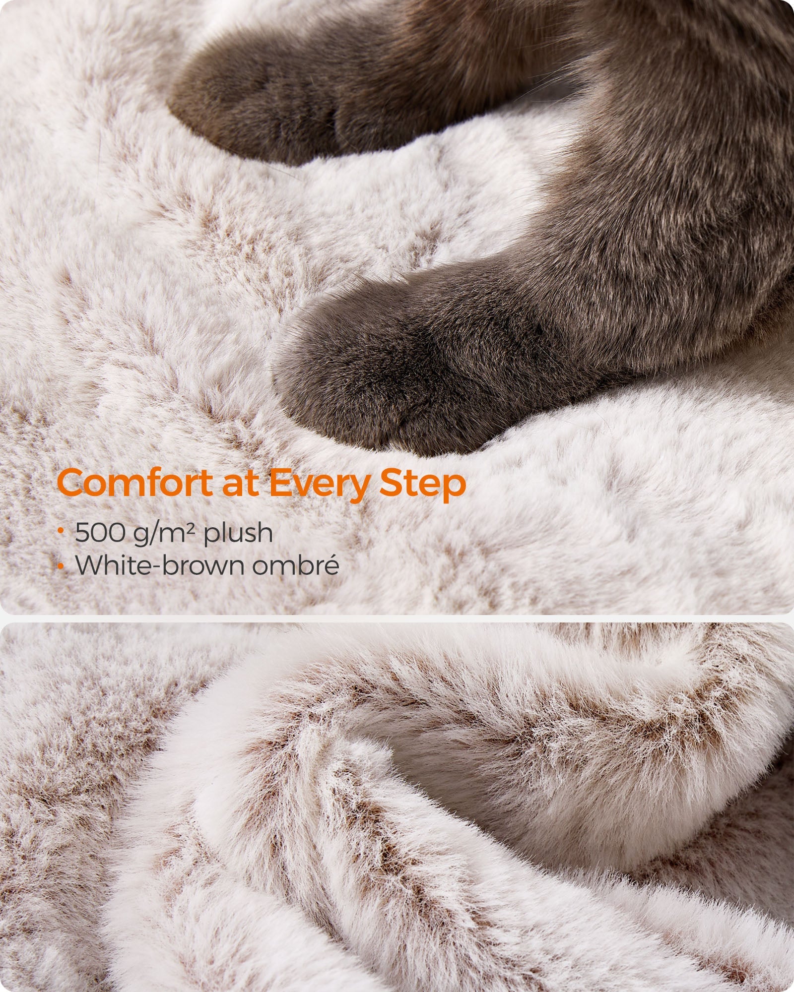 Cat Tower – Ultra-Soft Fabric – White-Brown Ombré – Designed for Large Cats