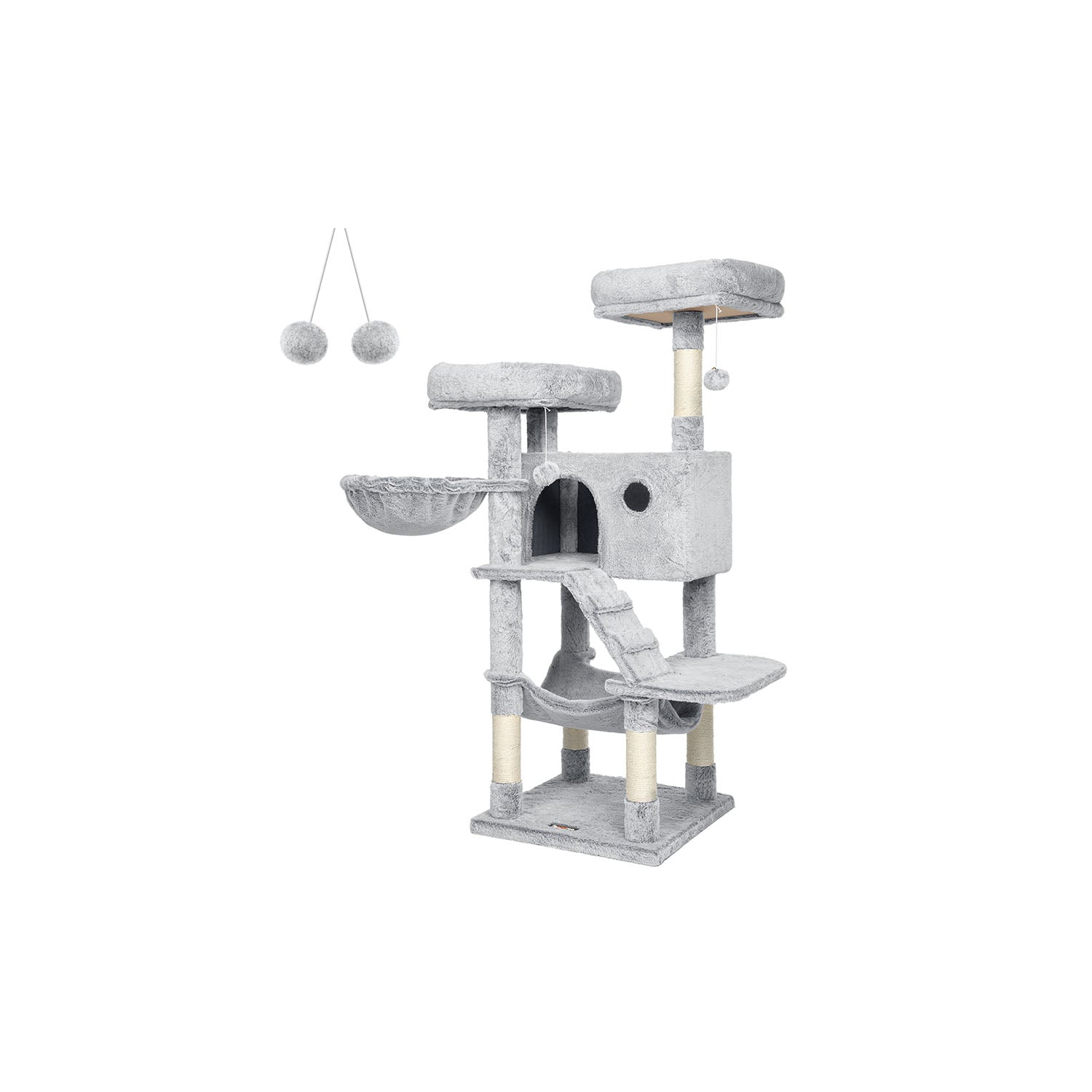 Cat Tower – Ultra-Soft Fabric – White-Grey Ombré – Designed for Large Cats