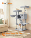Cat Tower – Ultra-Soft Fabric – White-Grey Ombré – Designed for Large Cats