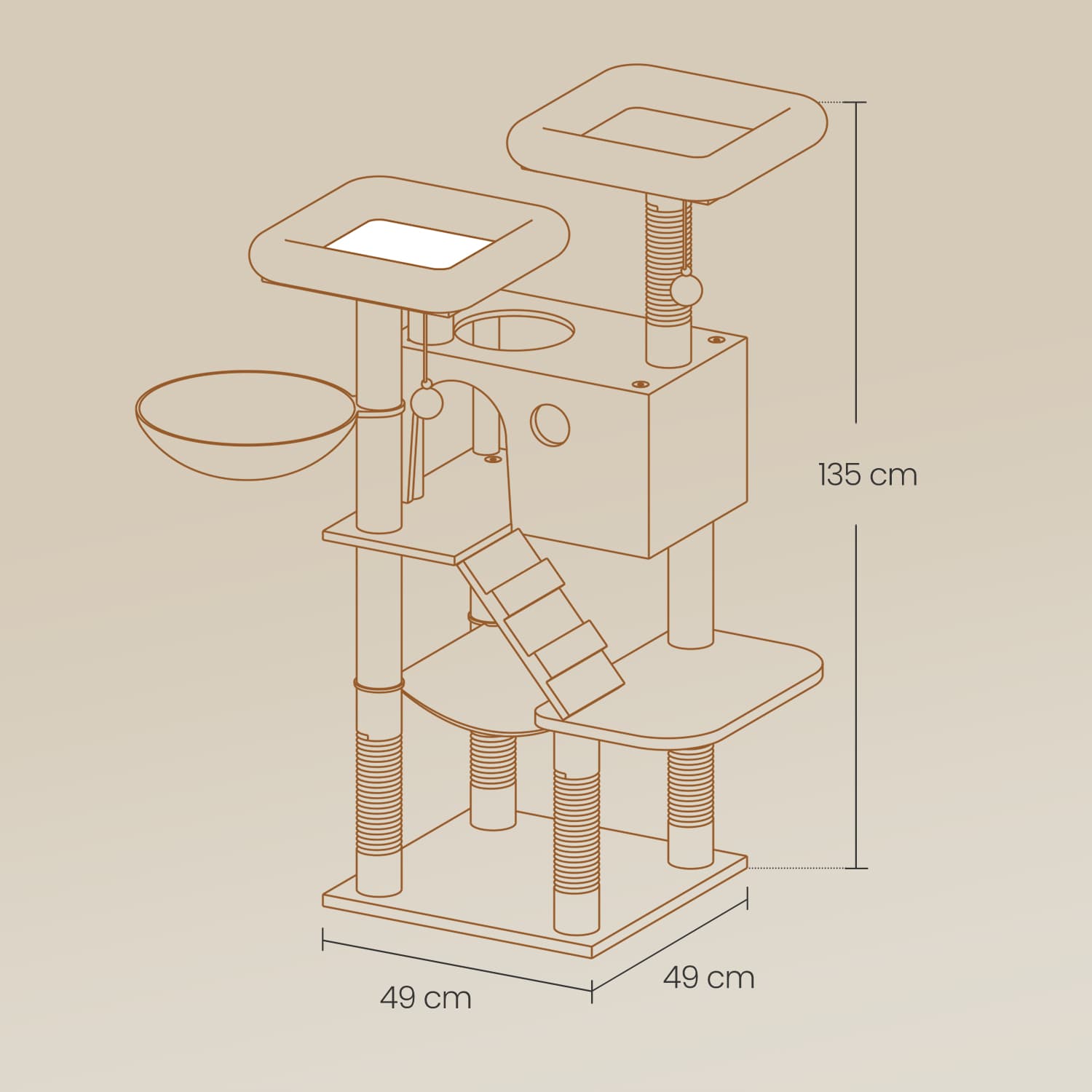 Cat Tree – Ultra-Soft Fabric – White-Grey Ombré – Designed for Large Cats