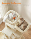 Large Cat Tree – Engineered Wood – Beige – Multi-Level with 13 Scratching Posts