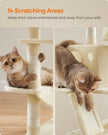 Large Cat Tree – Engineered Wood – Beige – Multi-Level with 13 Scratching Posts