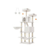 Large Cat Tower – Engineered Wood – Light Grey – 13 Scratching Posts