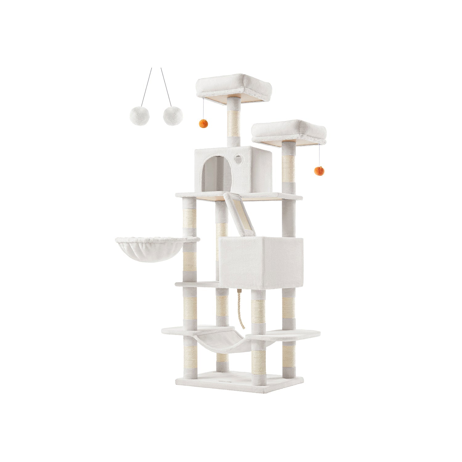 Large Multi-Level Cat Tree – Wood – Jelly Pink – 13 Scratching Posts