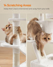 Cat Tree – Engineered Wood – Cream White – 168 cm Tall with 13 Scratching Posts