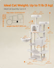 Cat Tree – Engineered Wood – Cream White – 168 cm Tall with 13 Scratching Posts