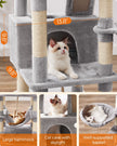 Cat Tree – Wood – Light Grey – 168 cm Tall with 13 Scratching Posts