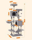 Cat Tree – Wood – Light Grey – 168 cm Tall with 13 Scratching Posts