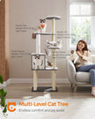 Cat Tree – Wood – Misty Grey – 5 Scratching Posts and Padded Perches
