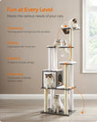 Cat Tree – Wood – Misty Grey – 5 Scratching Posts and Padded Perches