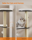 Cat Tree – Wood – Misty Grey – 5 Scratching Posts and Padded Perches