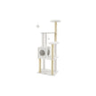 Cat Tree – Wood – Cloud White – 5 Scratching Posts, Padded Perches and Condo