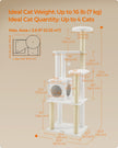 Cat Tree – Wood – Cloud White – 5 Scratching Posts, Padded Perches and Condo