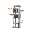 Multi-Level Cat Condo – Engineered Wood – Dove Grey – 2 Caves, 2 Baskets, 5 Scratching Posts